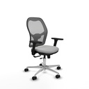 Jorquera traslack malla gris similpiel gris claro brazos 3D base aluminio  ruedas 65mm nailon