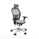Jorquera traslack malla gris similpiel gris claro brazos 3D base aluminio cabecero 2D ruedas 65mm nailon