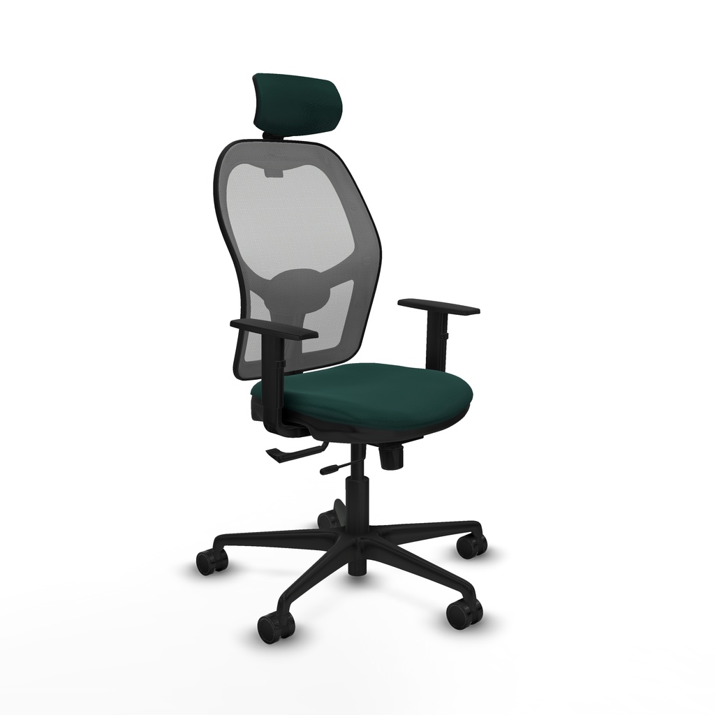 Jorquera traslack malla gris similpiel verde botella brazos 1D base nailon cabecero 2D ruedas 65mm nailon
