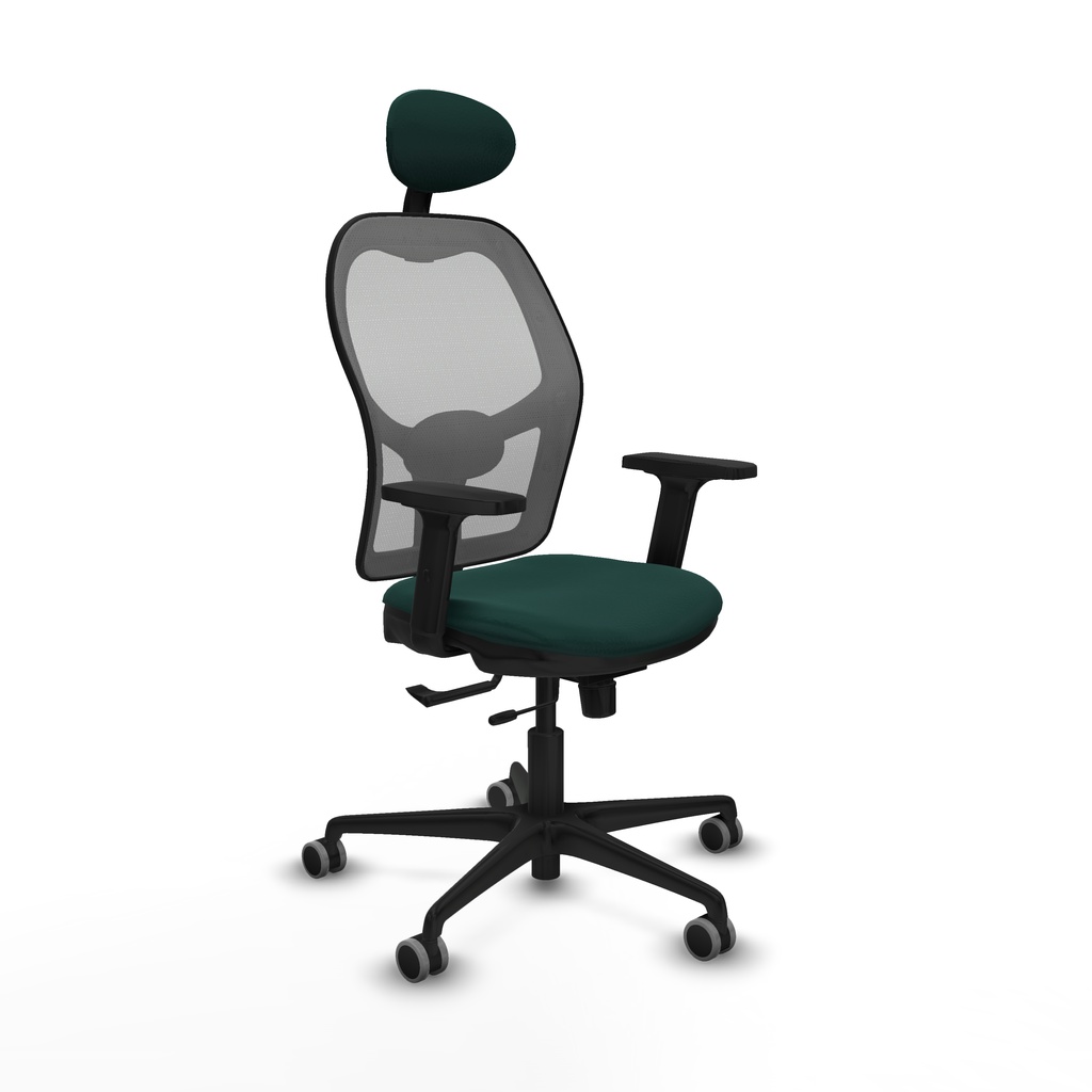 Jorquera traslack malla gris similpiel verde botella brazos 2D base nailon cabecero fijo ruedas 65mm engomada