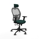 Jorquera traslack malla gris similpiel verde botella brazos 2D base nailon cabecero 2D ruedas 65mm engomada