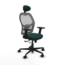 Jorquera traslack malla gris similpiel verde botella brazos 2D base nailon cabecero fijo ruedas 65mm nailon