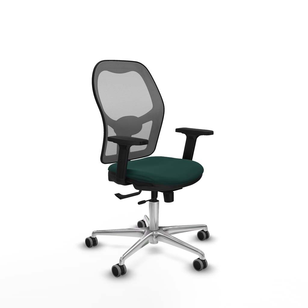 Jorquera traslack malla gris similpiel verde botella brazos 2D base aluminio  ruedas 65mm engomada