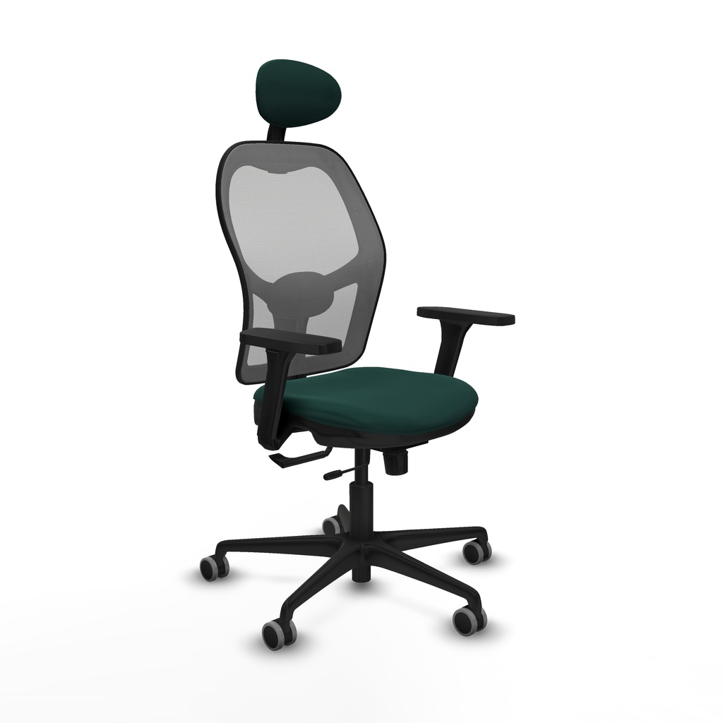 Jorquera traslack malla gris similpiel verde botella brazos 3D base nailon cabecero fijo ruedas 65mm engomada