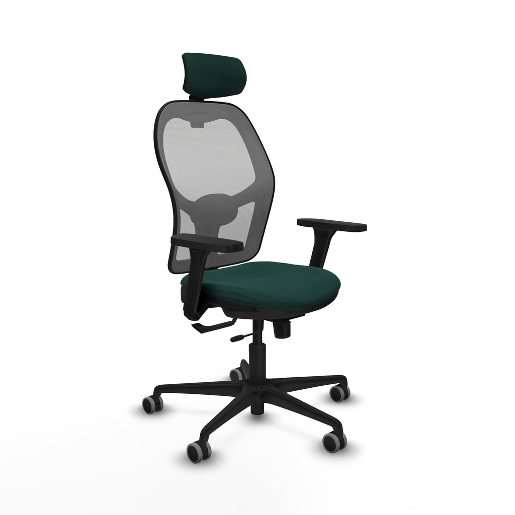 Jorquera traslack malla gris similpiel verde botella brazos 3D base nailon cabecero 2D ruedas 65mm engomada