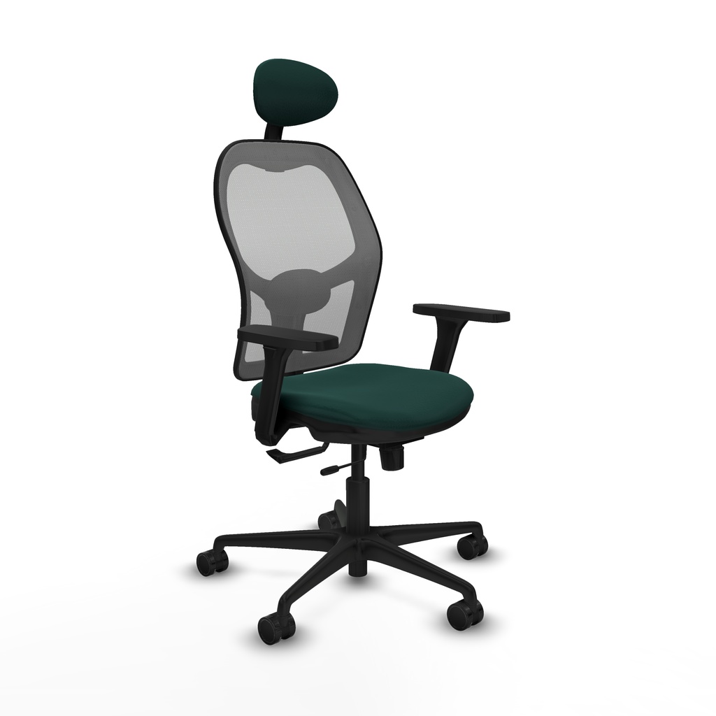 Jorquera traslack malla gris similpiel verde botella brazos 3D base nailon cabecero fijo ruedas 65mm nailon