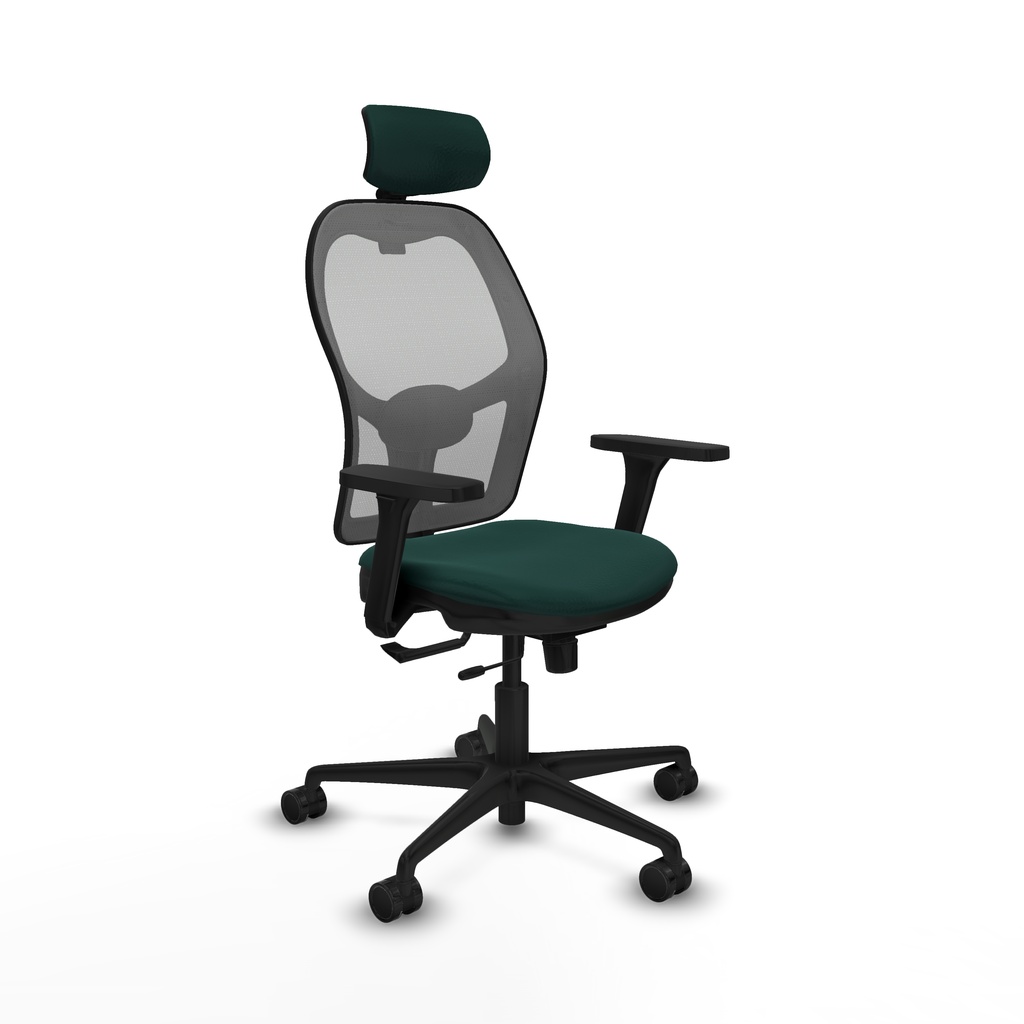 Jorquera traslack malla gris similpiel verde botella brazos 3D base nailon cabecero 2D ruedas 65mm nailon
