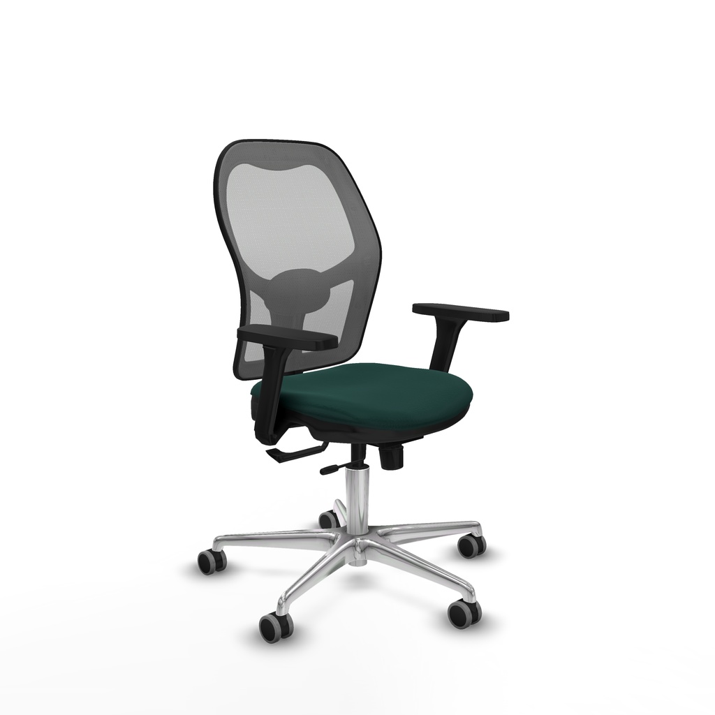 Jorquera traslack malla gris similpiel verde botella brazos 3D base aluminio  ruedas 65mm engomada