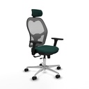 Jorquera traslack malla gris similpiel verde botella brazos 3D base aluminio cabecero 2D ruedas 65mm nailon