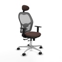 Jorquera traslack malla gris similpiel marrón oscuro brazos 1D base aluminio cabecero fijo ruedas 65mm nailon