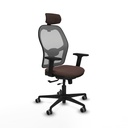 Jorquera traslack malla gris similpiel marrón oscuro brazos 2D base nailon cabecero 2D ruedas 65mm engomada
