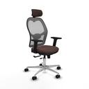 Jorquera traslack malla gris similpiel marrón oscuro brazos 2D base aluminio cabecero 2D ruedas 65mm nailon