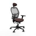 Jorquera traslack malla gris similpiel marrón oscuro brazos 3D base nailon cabecero fijo ruedas 65mm engomada