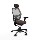 Jorquera traslack malla gris similpiel marrón oscuro brazos 3D base nailon cabecero 2D ruedas 65mm nailon