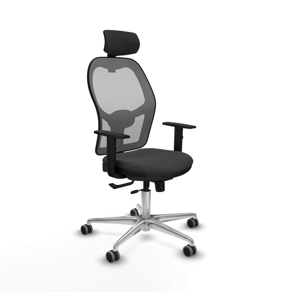 Jorquera traslack malla gris similpiel gris oscuro brazos 1D base aluminio cabecero 2D ruedas 65mm engomada