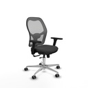 Jorquera traslack malla gris similpiel gris oscuro brazos 3D base aluminio  ruedas 65mm engomada