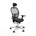 Jorquera traslack malla gris similpiel gris oscuro brazos 3D base aluminio cabecero fijo ruedas 65mm engomada