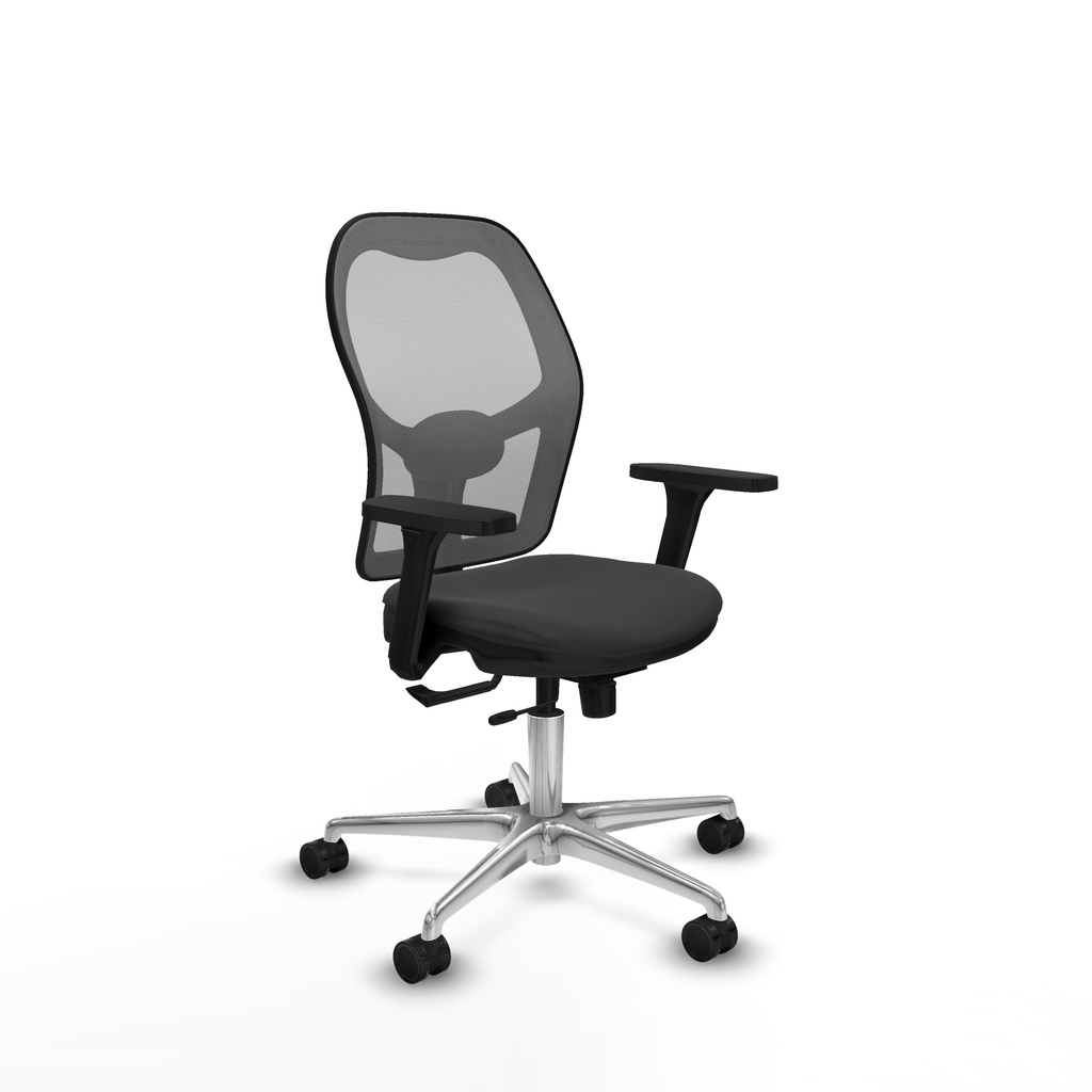 Jorquera traslack malla gris similpiel gris oscuro brazos 3D base aluminio  ruedas 65mm nailon