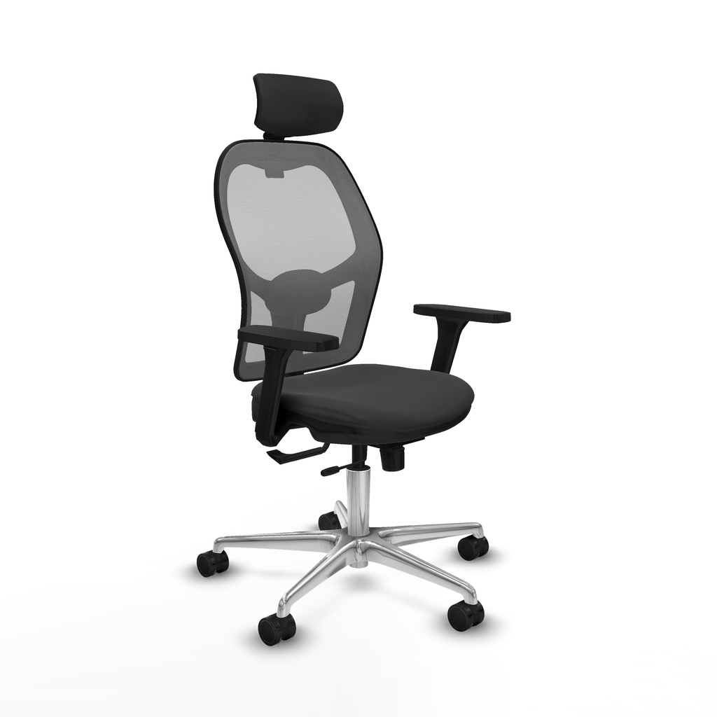 Jorquera traslack malla gris similpiel gris oscuro brazos 3D base aluminio cabecero 2D ruedas 65mm nailon