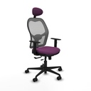 Jorquera traslack malla gris similpiel morado brazos 1D base nailon cabecero fijo ruedas 65mm nailon