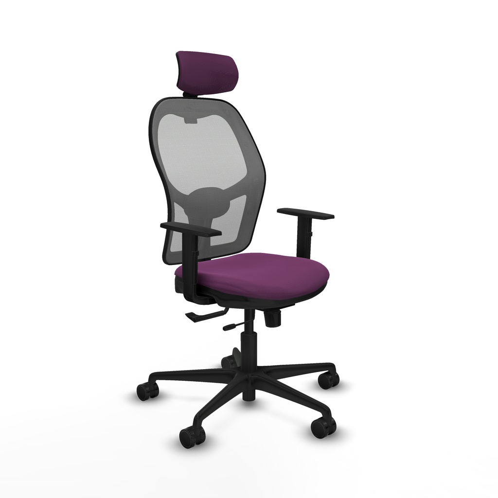 Jorquera traslack malla gris similpiel morado brazos 1D base nailon cabecero 2D ruedas 65mm nailon