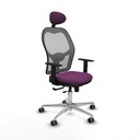 Jorquera traslack malla gris similpiel morado brazos 1D base aluminio cabecero fijo ruedas 65mm engomada