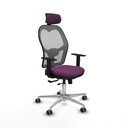 Jorquera traslack malla gris similpiel morado brazos 1D base aluminio cabecero 2D ruedas 65mm engomada