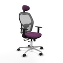 Jorquera traslack malla gris similpiel morado brazos 1D base aluminio cabecero fijo ruedas 65mm nailon