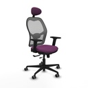 Jorquera traslack malla gris similpiel morado brazos 2D base nailon cabecero fijo ruedas 65mm engomada