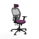 Jorquera traslack malla gris similpiel morado brazos 2D base nailon cabecero 2D ruedas 65mm engomada