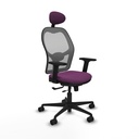 Jorquera traslack malla gris similpiel morado brazos 2D base nailon cabecero fijo ruedas 65mm nailon