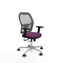 Jorquera traslack malla gris similpiel morado brazos 2D base aluminio  ruedas 65mm engomada