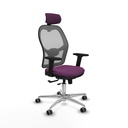 Jorquera traslack malla gris similpiel morado brazos 2D base aluminio cabecero 2D ruedas 65mm engomada