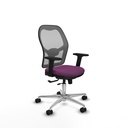Jorquera traslack malla gris similpiel morado brazos 2D base aluminio  ruedas 65mm nailon