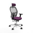 Jorquera traslack malla gris similpiel morado brazos 2D base aluminio cabecero 2D ruedas 65mm nailon