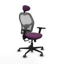 Jorquera traslack malla gris similpiel morado brazos 3D base nailon cabecero fijo ruedas 65mm engomada