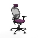 Jorquera traslack malla gris similpiel morado brazos 3D base nailon cabecero 2D ruedas 65mm engomada