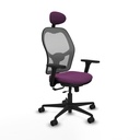 Jorquera traslack malla gris similpiel morado brazos 3D base nailon cabecero fijo ruedas 65mm nailon
