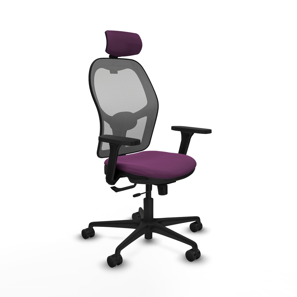 Jorquera traslack malla gris similpiel morado brazos 3D base nailon cabecero 2D ruedas 65mm nailon
