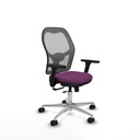 Jorquera traslack malla gris similpiel morado brazos 3D base aluminio  ruedas 65mm nailon