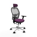 Jorquera traslack malla gris similpiel morado brazos 3D base aluminio cabecero 2D ruedas 65mm nailon