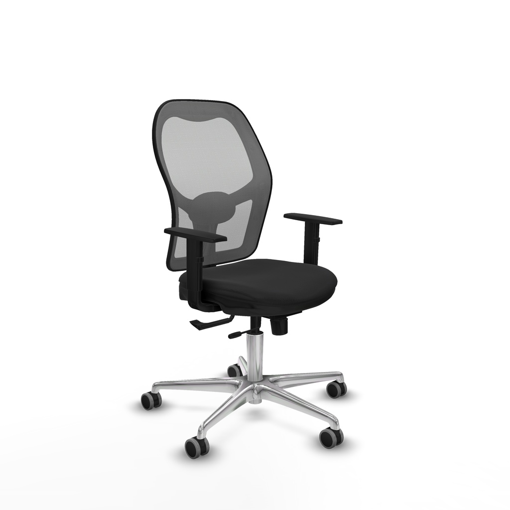 Jorquera traslack malla gris similpiel negro brazos 1D base aluminio  ruedas 65mm engomada