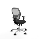 Jorquera traslack malla gris similpiel negro brazos 1D base aluminio  ruedas 65mm nailon