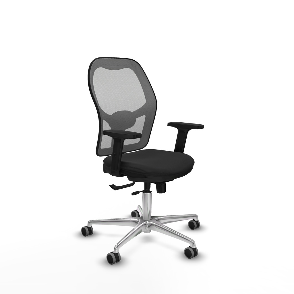 Jorquera traslack malla gris similpiel negro brazos 2D base aluminio  ruedas 65mm engomada