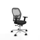 Jorquera traslack malla gris similpiel negro brazos 2D base aluminio  ruedas 65mm nailon