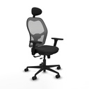 Jorquera traslack malla gris similpiel negro brazos 3D base nailon cabecero fijo ruedas 65mm nailon