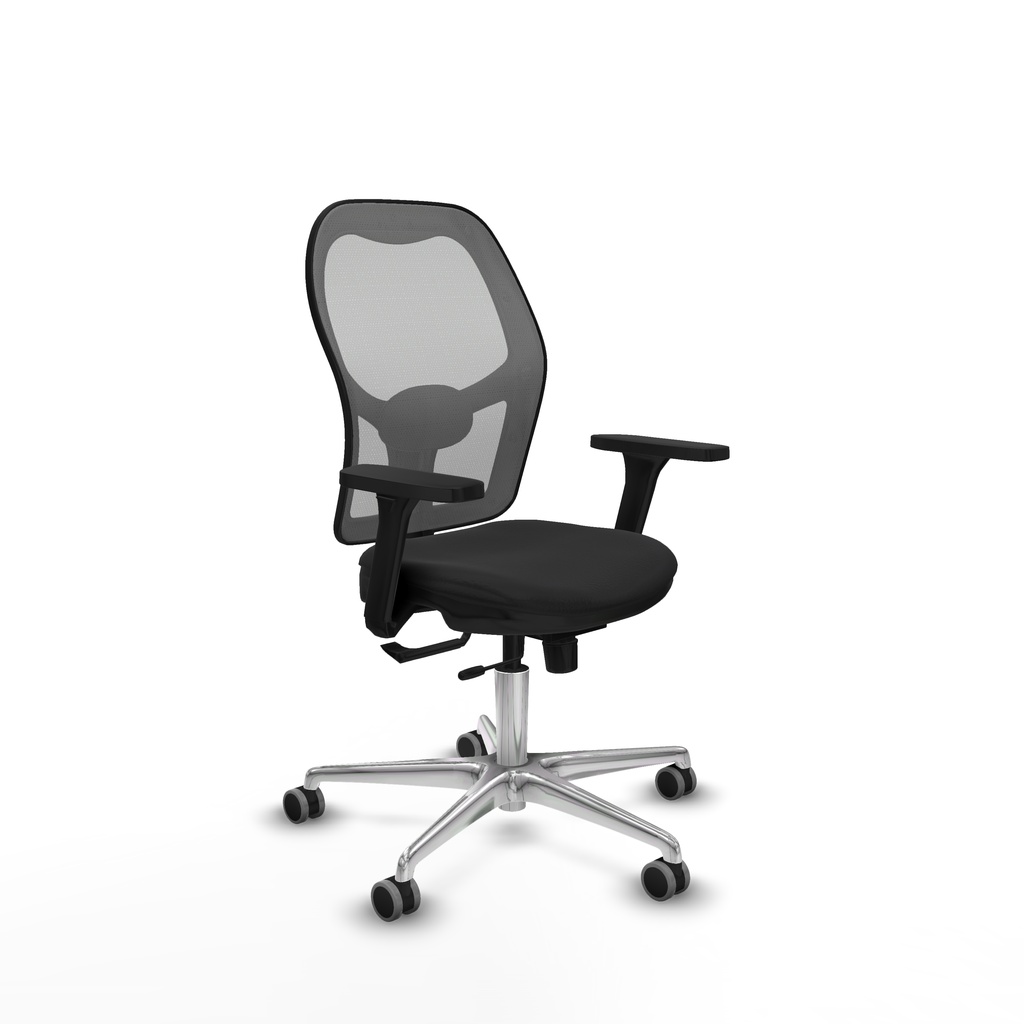 Jorquera traslack malla gris similpiel negro brazos 3D base aluminio  ruedas 65mm engomada