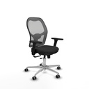 Jorquera traslack malla gris similpiel negro brazos 3D base aluminio  ruedas 65mm engomada