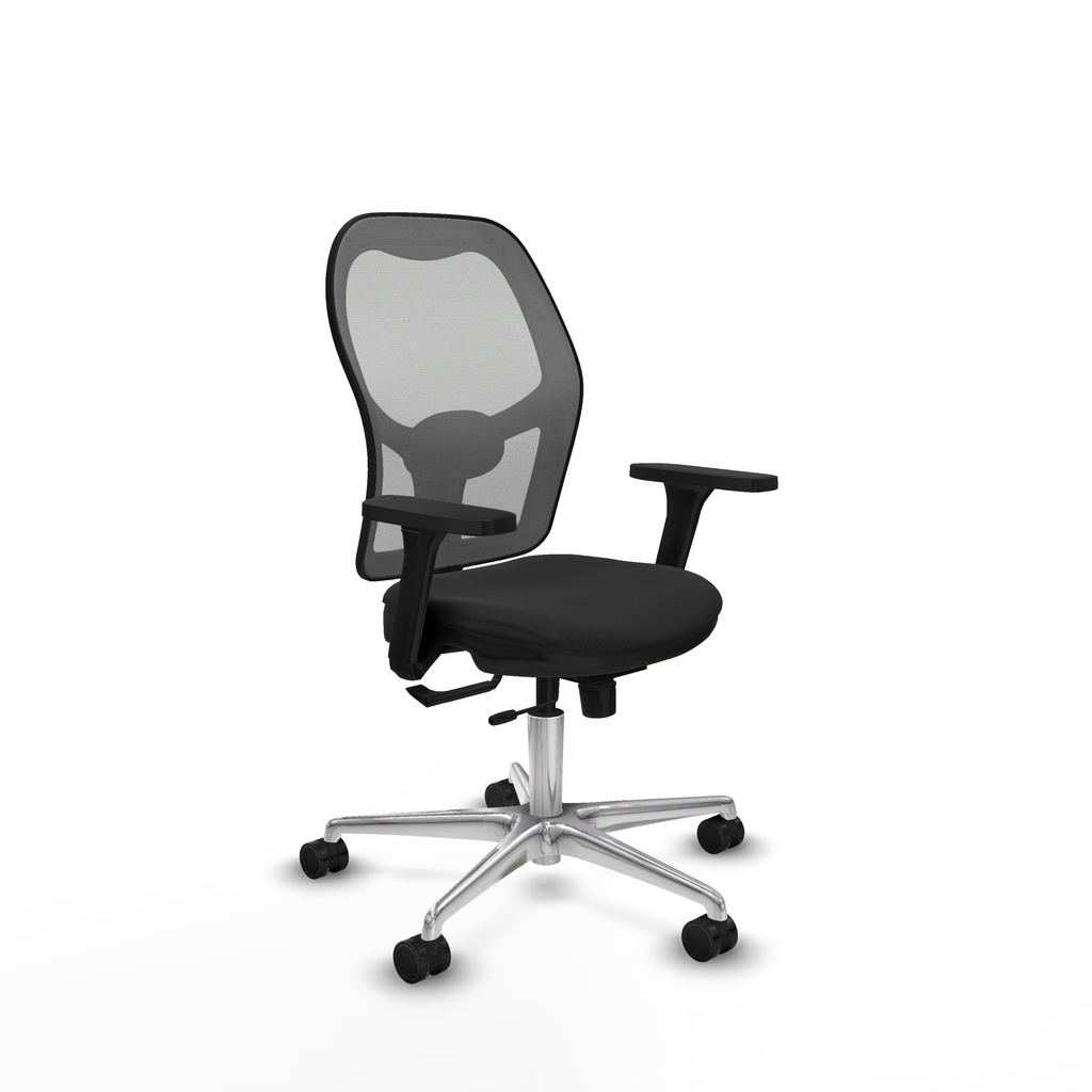 Jorquera traslack malla gris similpiel negro brazos 3D base aluminio  ruedas 65mm nailon