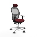 Jorquera traslack malla gris similpiel granate brazos 1D base aluminio cabecero 2D ruedas 65mm engomada